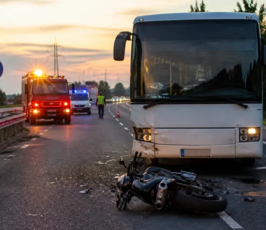 Motociclist și pasageră răniți după impactul cu un autocar, pe centura Timișoarei Motociclist și pasageră răniți după impactul cu un autocar, pe centura Timișoarei